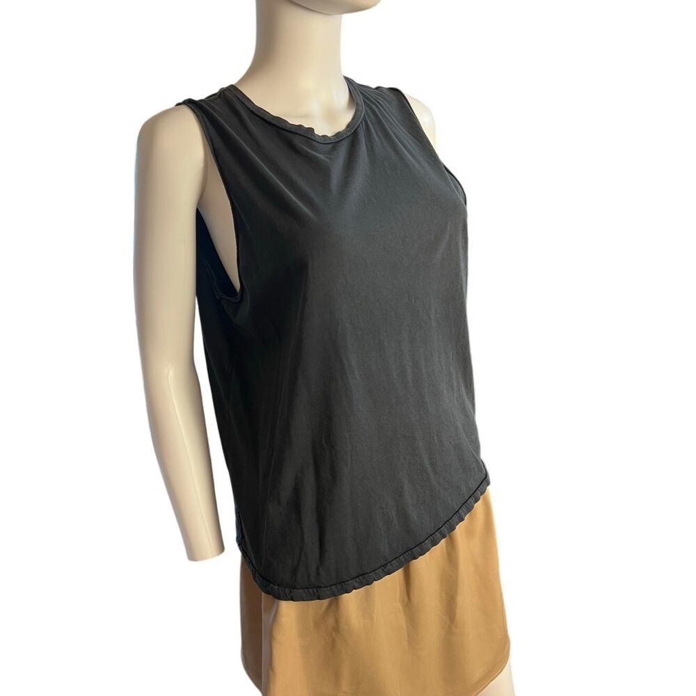 Ragdoll Distressed Vintage Washed Black Sleeveless T-Shirt Tank Top Small